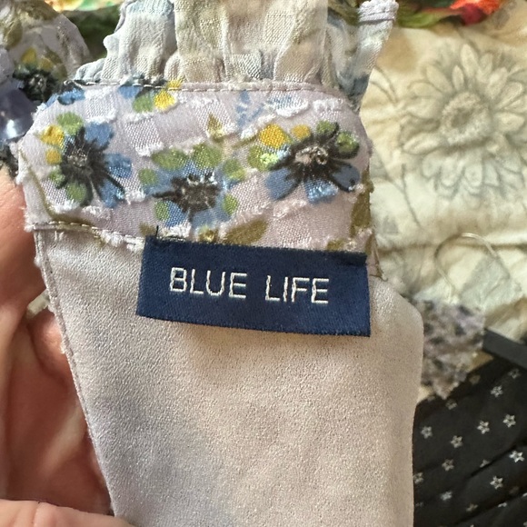 NWOT Blue Life X Planet Blue Floral Mock Neck Mini Dress - Picture 2 of 4